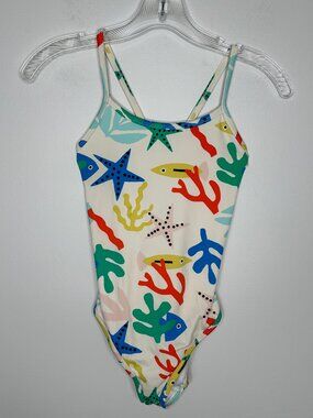 Hanna Andersson Girls' Coral Reef Ecru O/P Swimsuit Size 10
